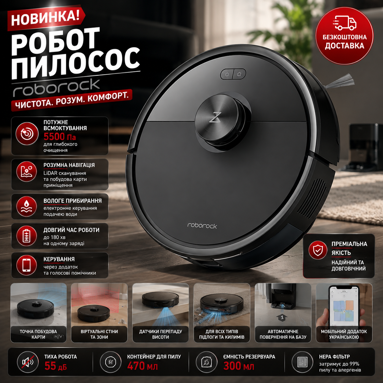 Робот-пилосос Roborock Q7 TF Black
